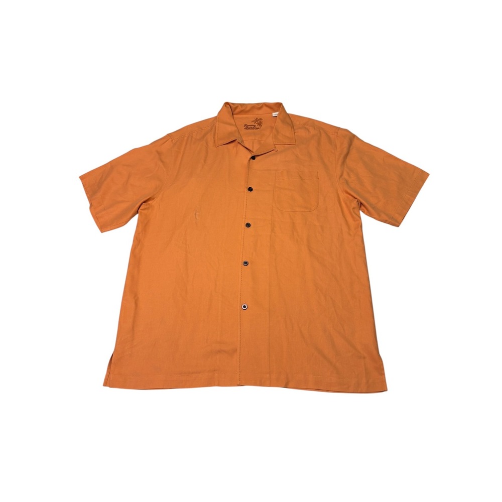 Tommy Bahama Mens Large Silk Camp Shirt Orange Short Sleeve Button Up 11161